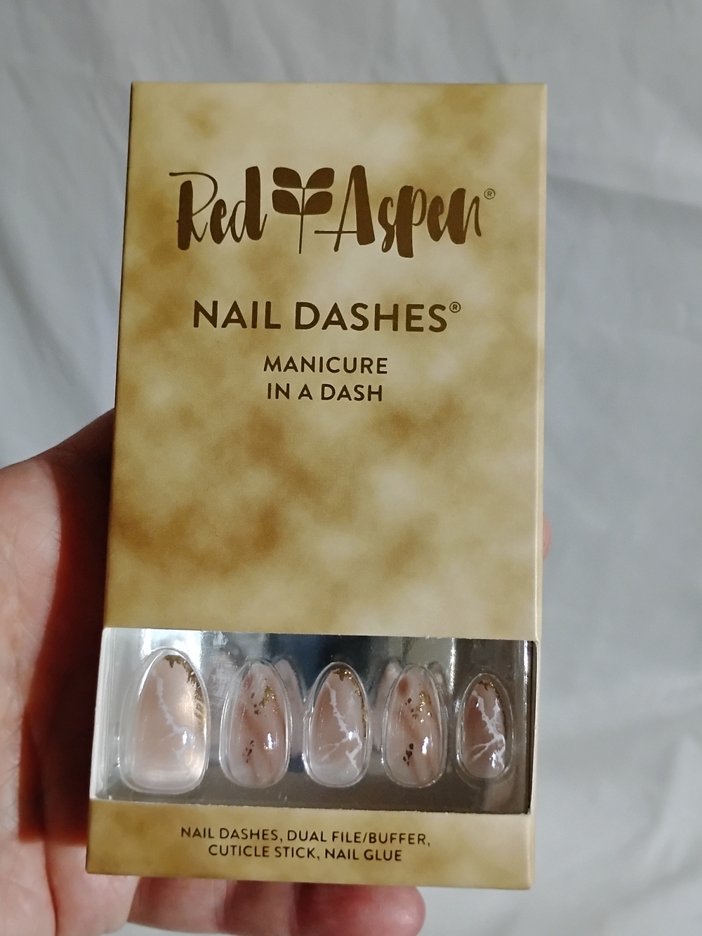 Red Aspen Nail Dashes Press-On Nails - Nude Marble Rest & Relaxation Robin NEW